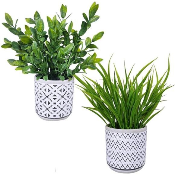 Set of 2 Artificial Potted Plants Potted Eucalyptus Plant Artificial Grass - Picture 1 of 7